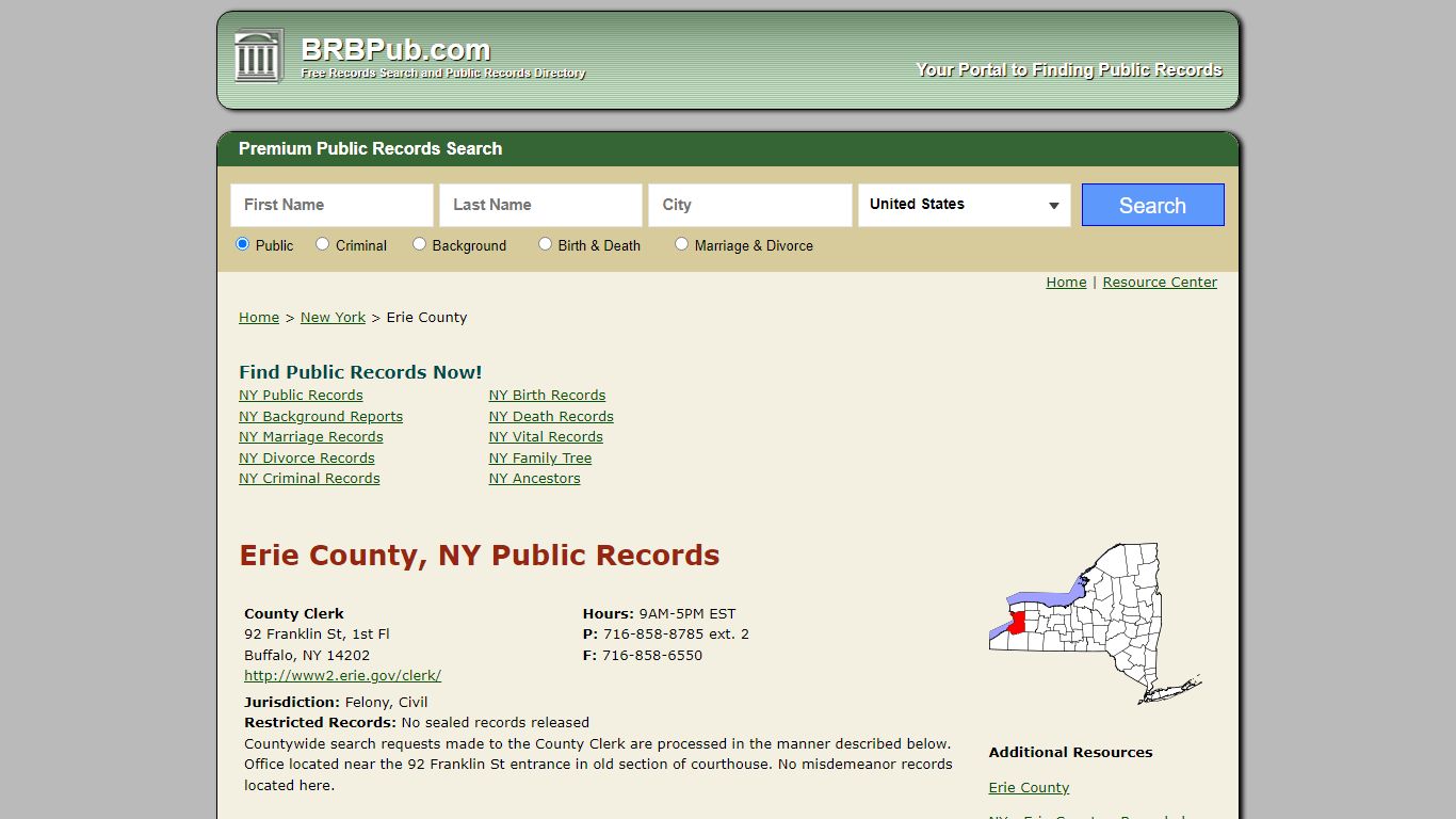 Erie County Public Records | Search New York Government Databases - BRB Pub