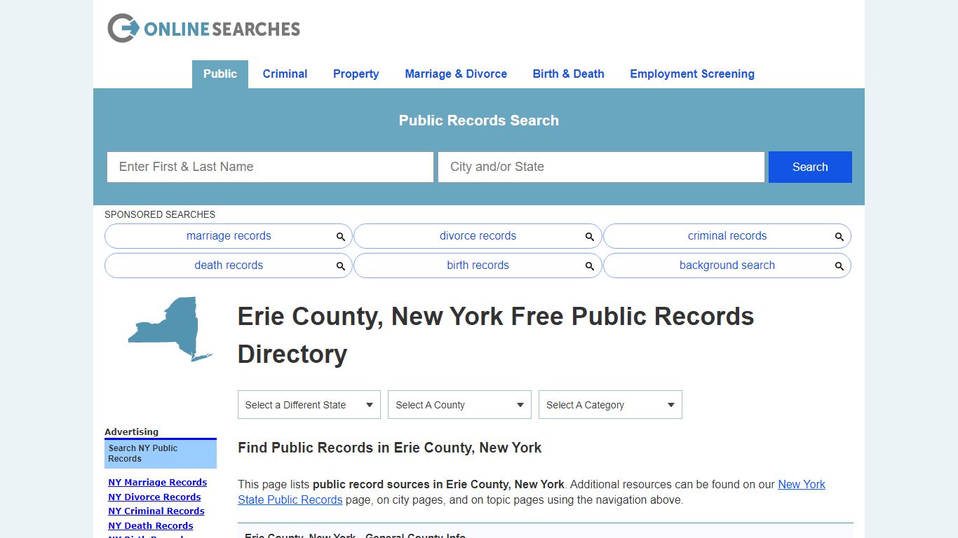 Erie County, New York Public Records Directory - OnlineSearches.com